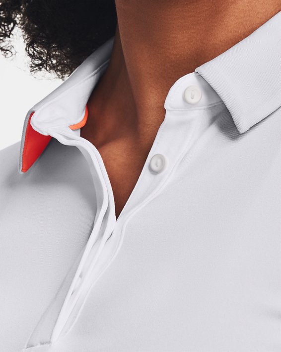 Damen UA Zinger Langarm-Poloshirt, White, pdpMainDesktop image number 3